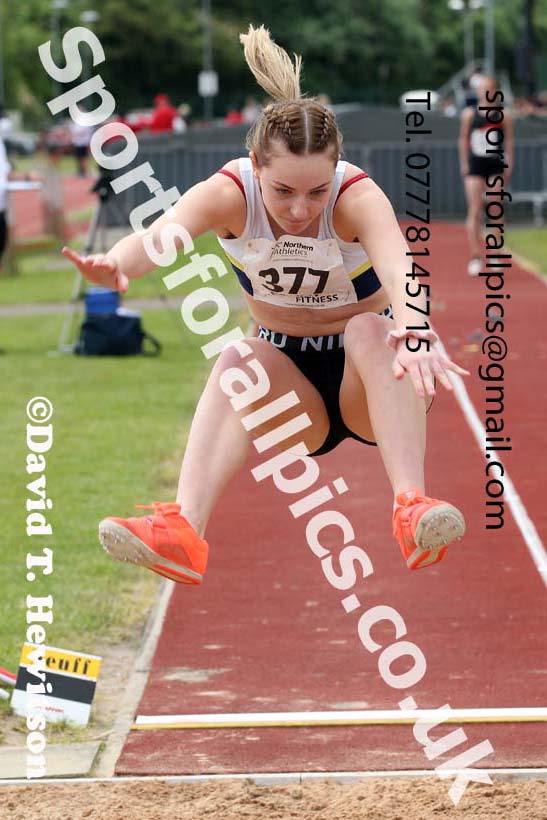 Womens under-20s long jump, 2021 Northern Senior and Under-20s Champs., Leigh. Photo: David T. Hewitson/Sports for All Pics